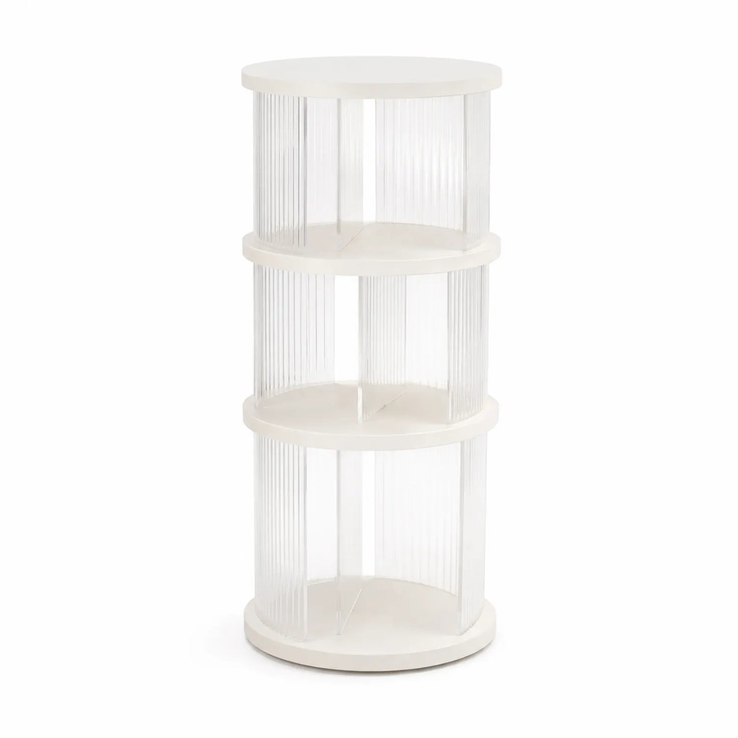 Étagère ronde à 3 niveaux avec panneaux en polycarbonate et MDF