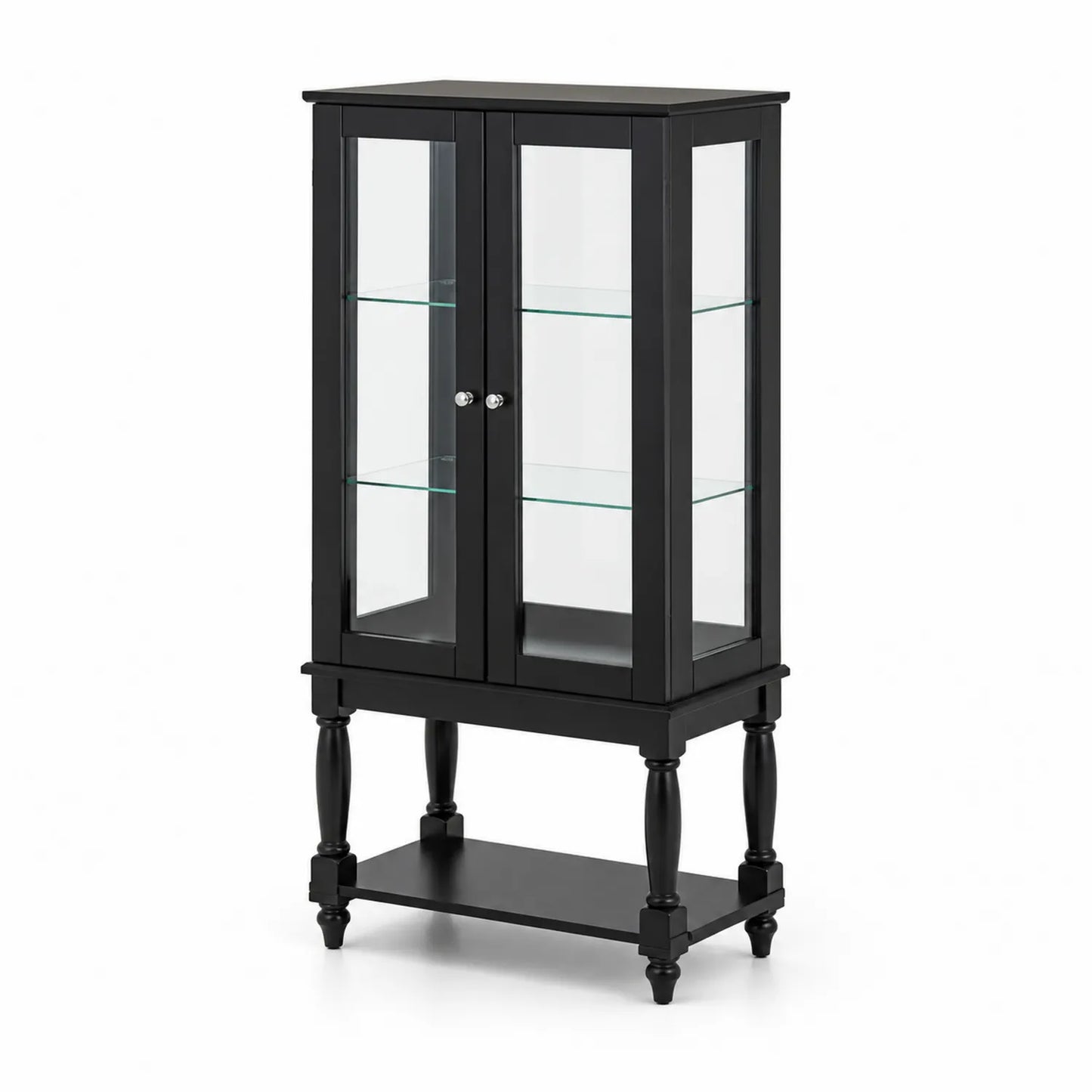 Vitrine en bois avec verre trempé noir