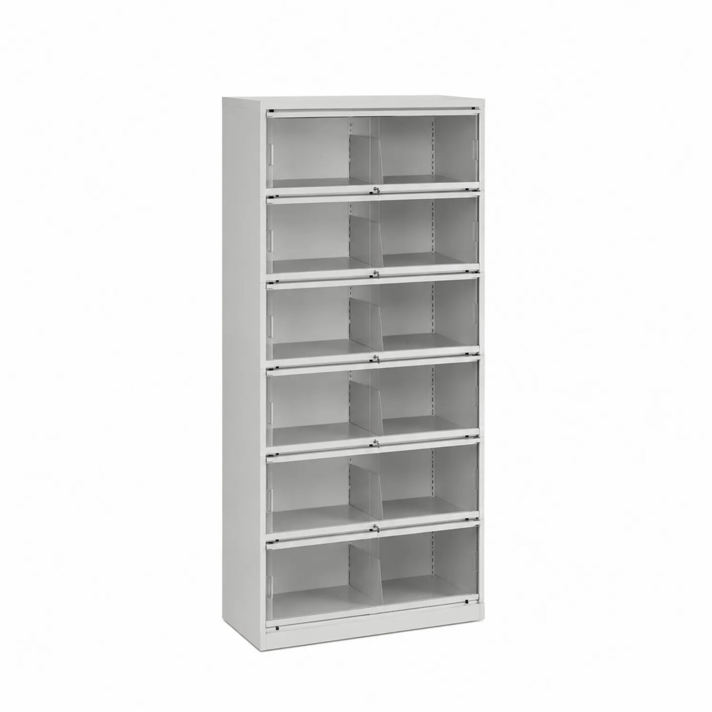 Classeur métallique à 8 étagères et portes en verre trempé Gris
