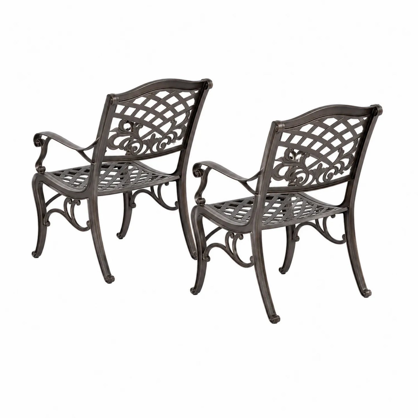 Ensemble de 2 chaises d'extérieur en aluminium moulé, Noir, 60x65x88 cm