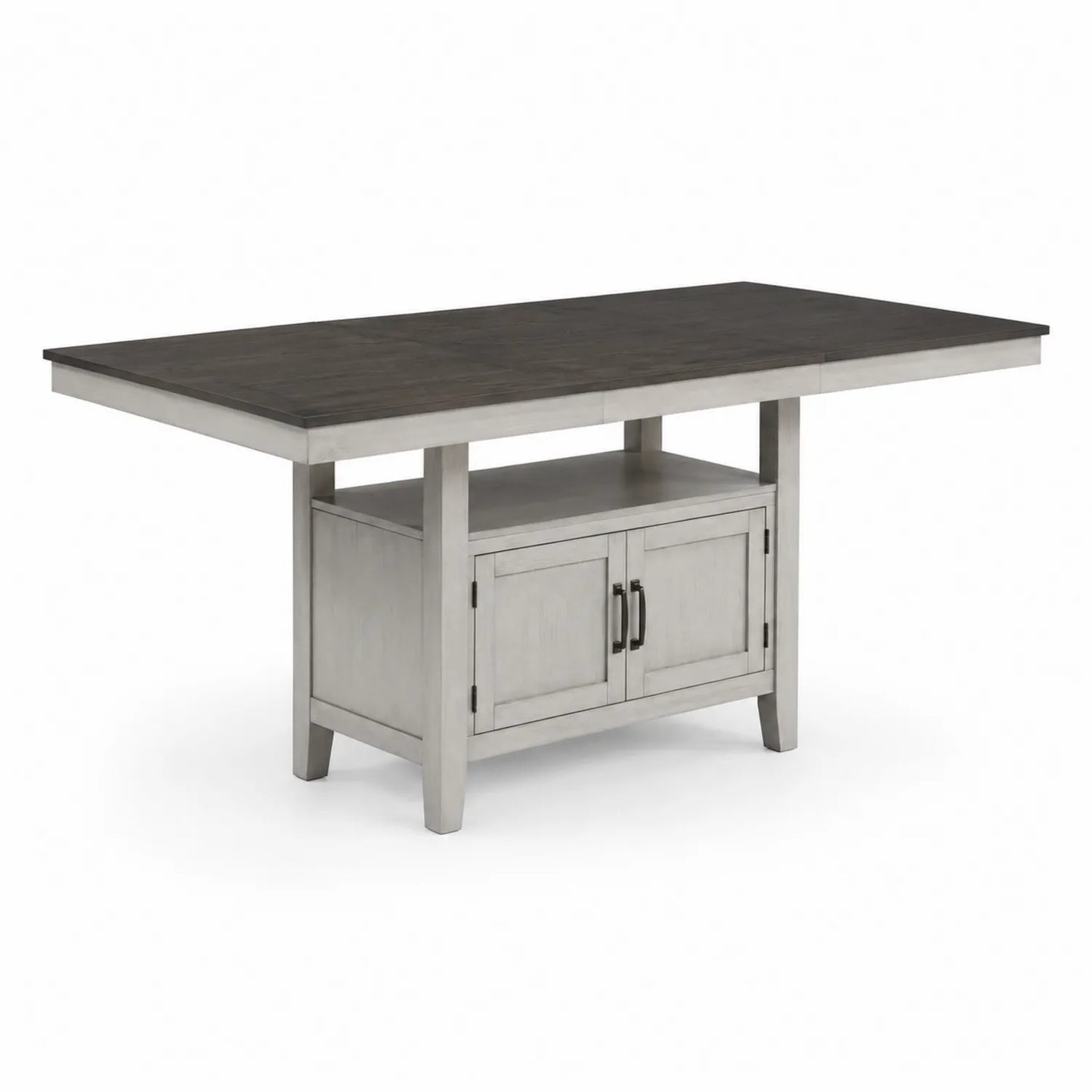 Table de salle à manger en bois avec rangement Gris et Marron clair