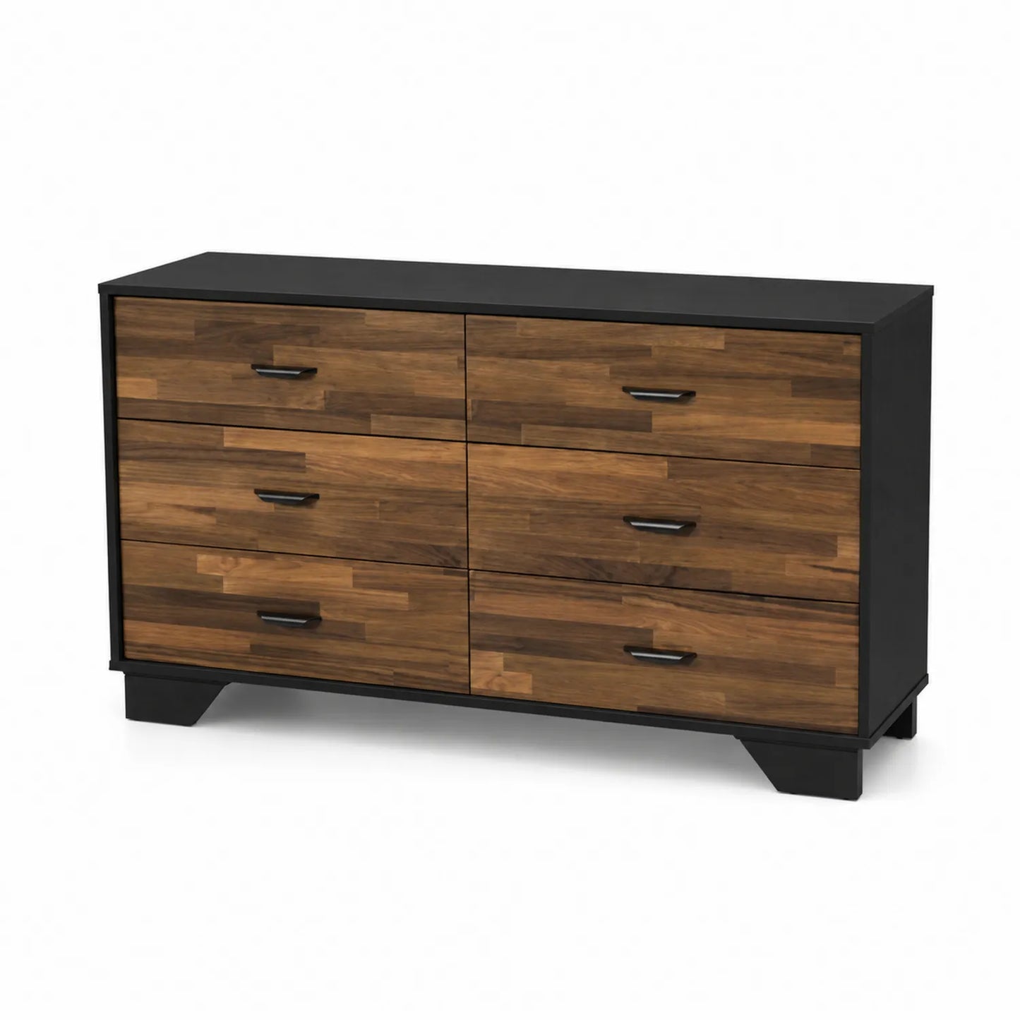 Cajonera de Madera con 6 Cajones en Marrón y Negro