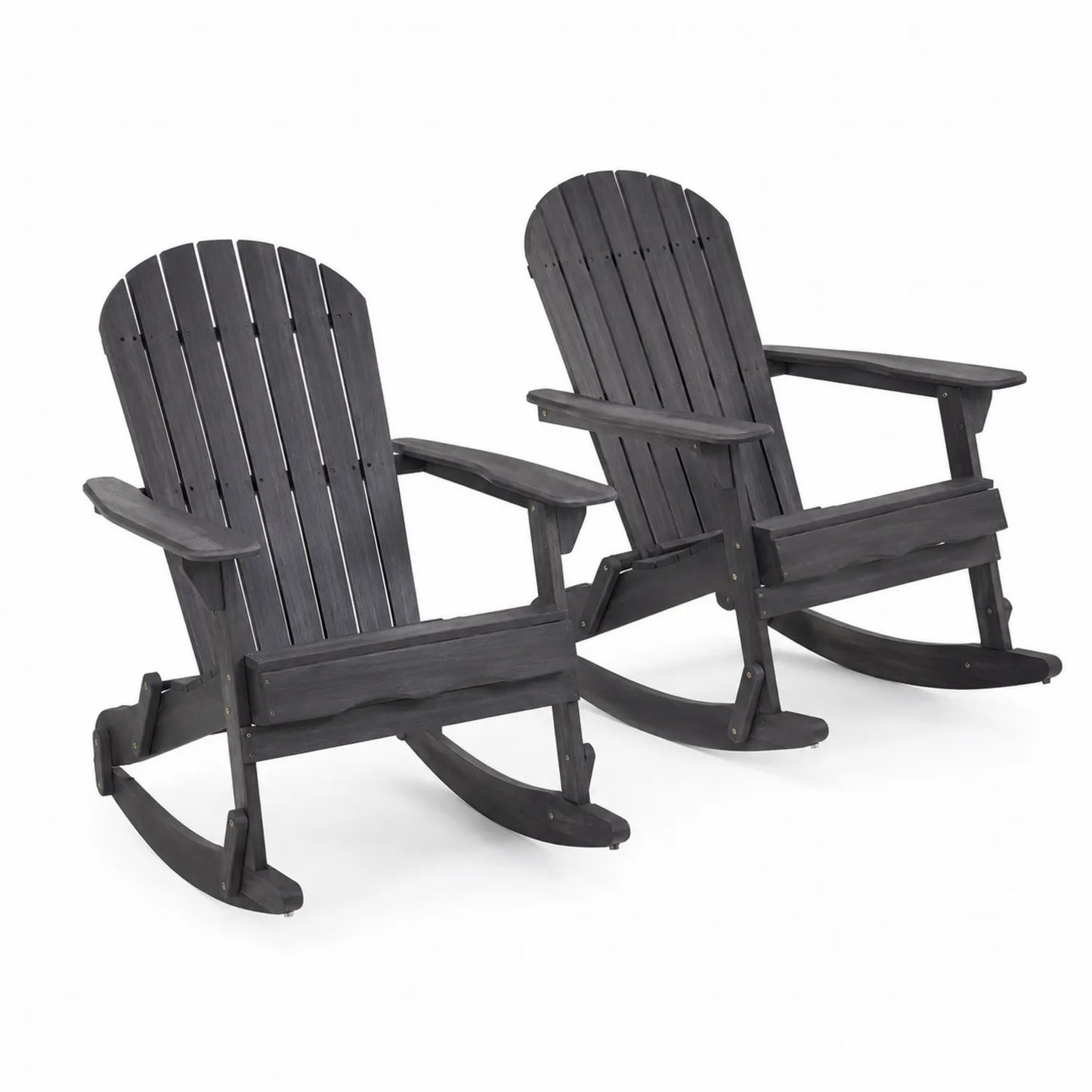 Ensemble de 2 chaises à bascule d'extérieur en bois