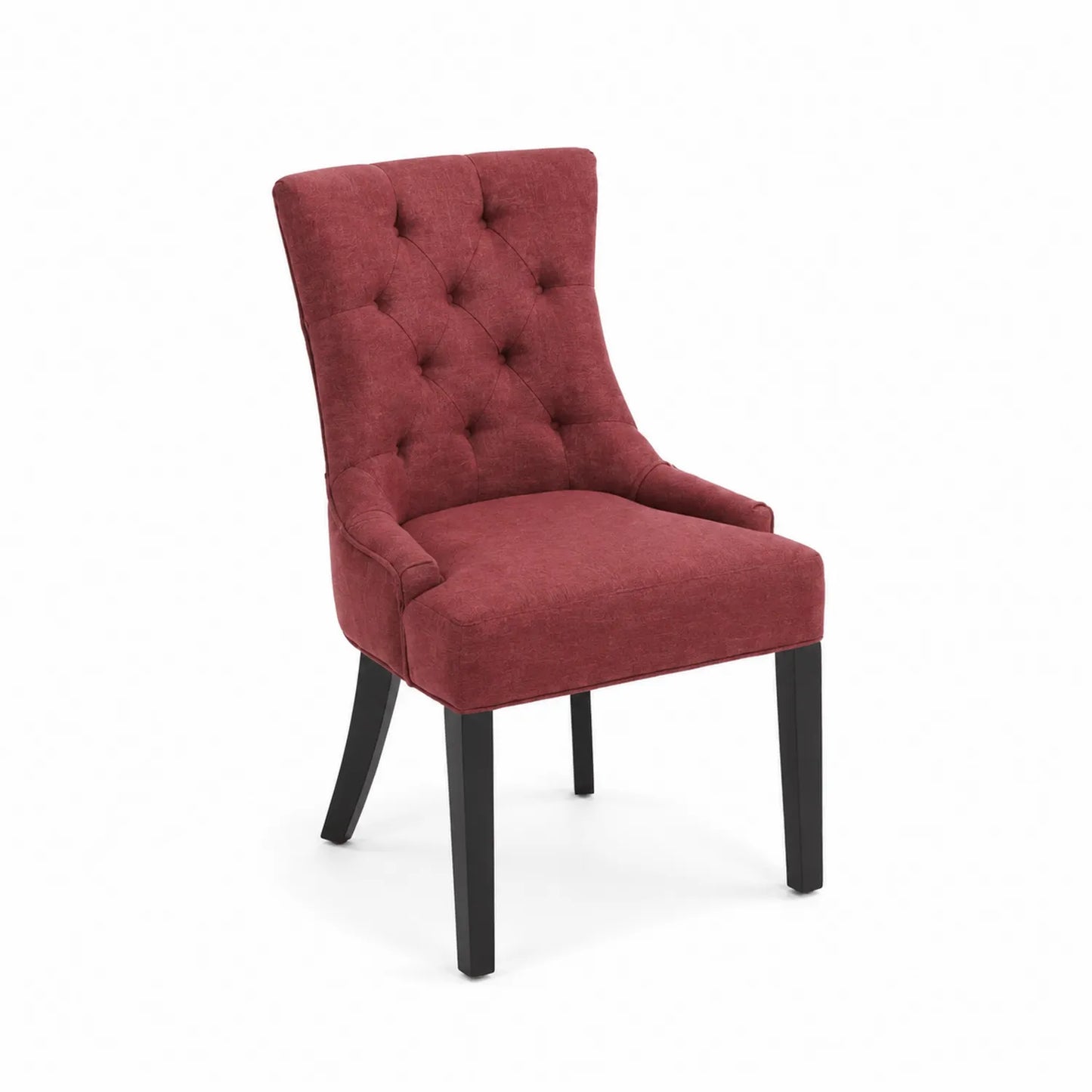 Chaise en tissu rouge avec pieds en bois