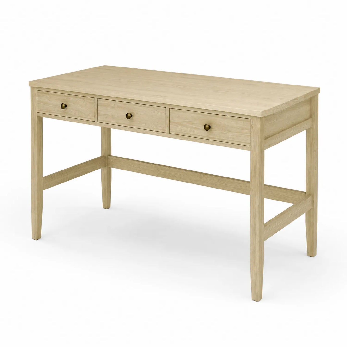 Bureau en bois massif avec 3 tiroirs Beige