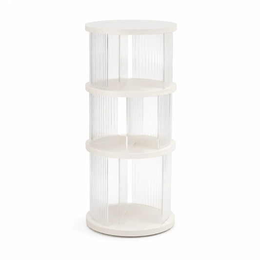 Étagère ronde à 3 niveaux avec panneaux en polycarbonate et MDF