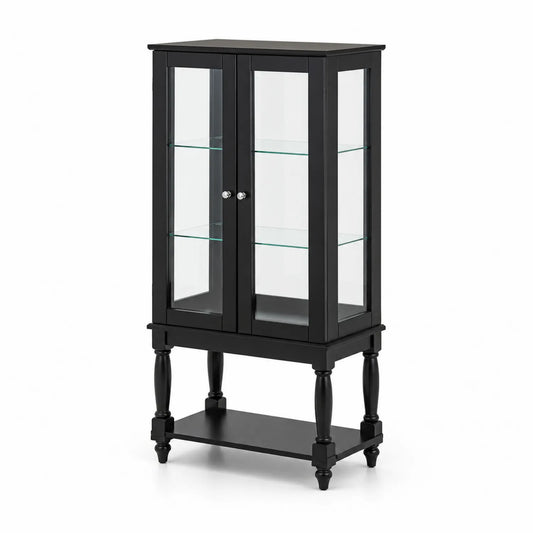 Vitrine en bois avec verre trempé noir