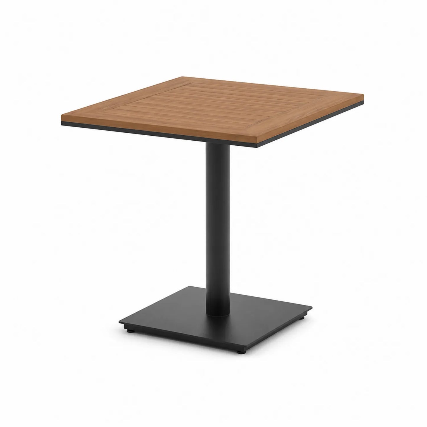 Table carrée en bois et piétement en métal noir