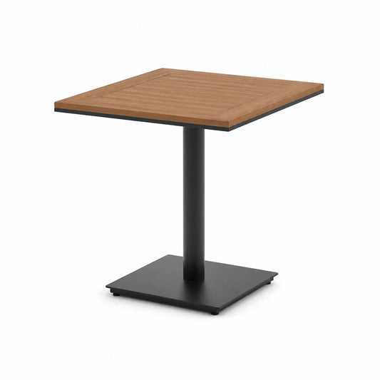 Table carrée en bois et piétement en métal noir