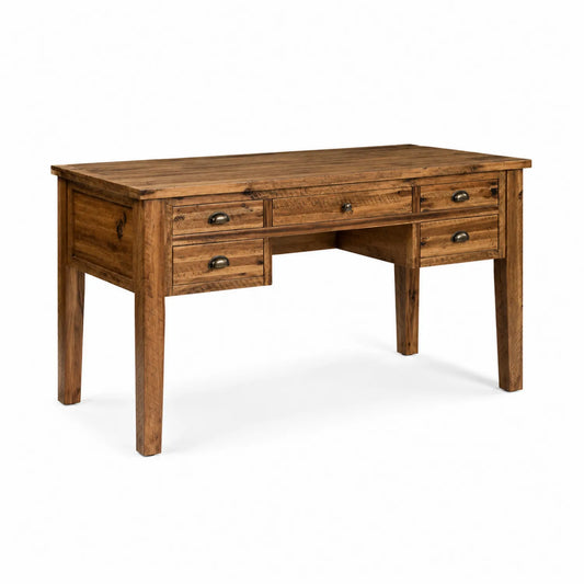 Bureau en bois de chêne à 5 tiroirs marron