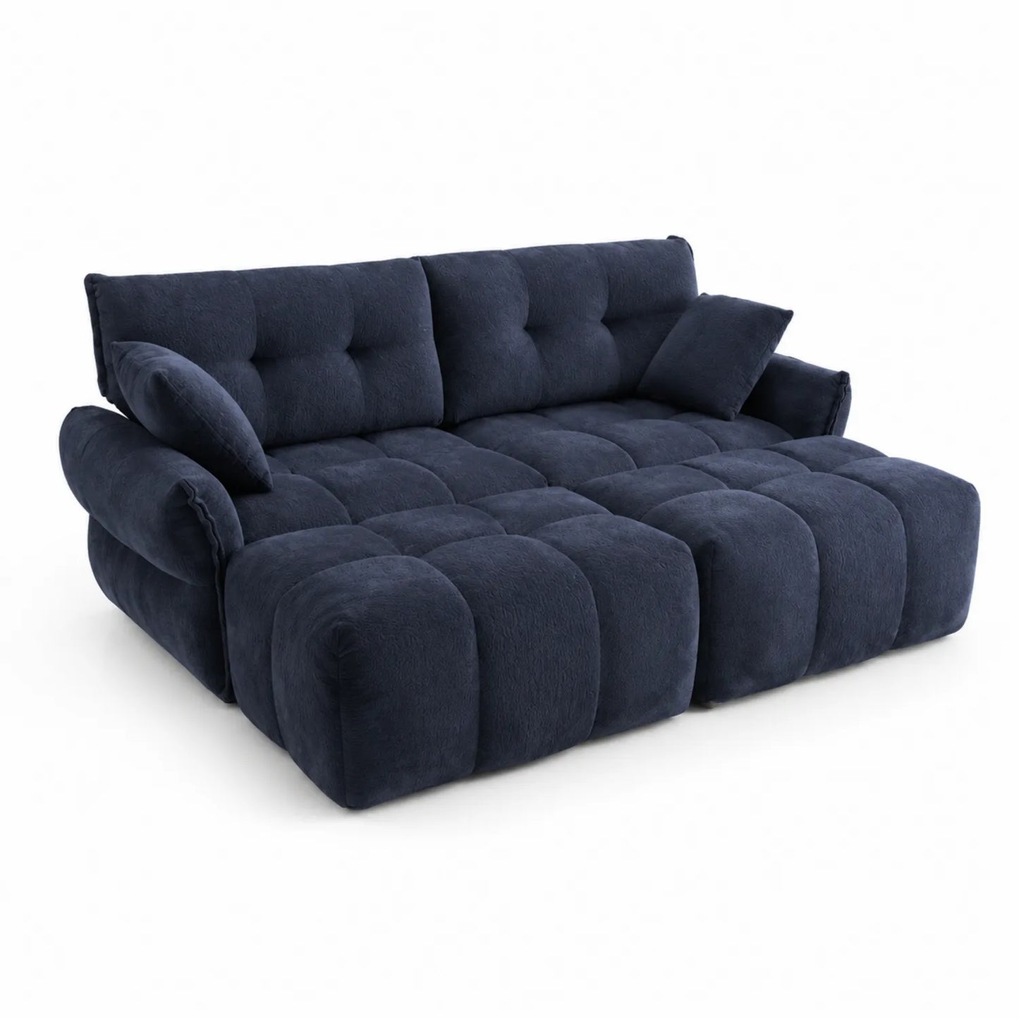 Canapé 3 places en polyester chenillé bleu foncé 230x110x85 cm