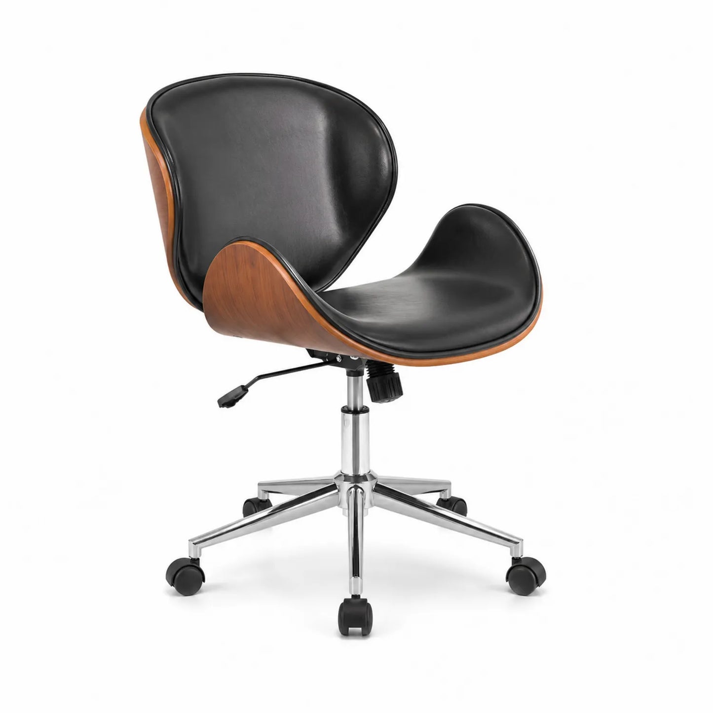 Silla de oficina de cuero PU y madera