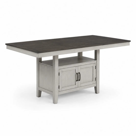 Table de salle à manger en bois avec rangement Gris et Marron clair