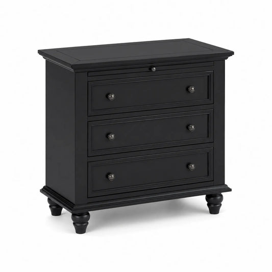 Commode en bois noire à 3 tiroirs