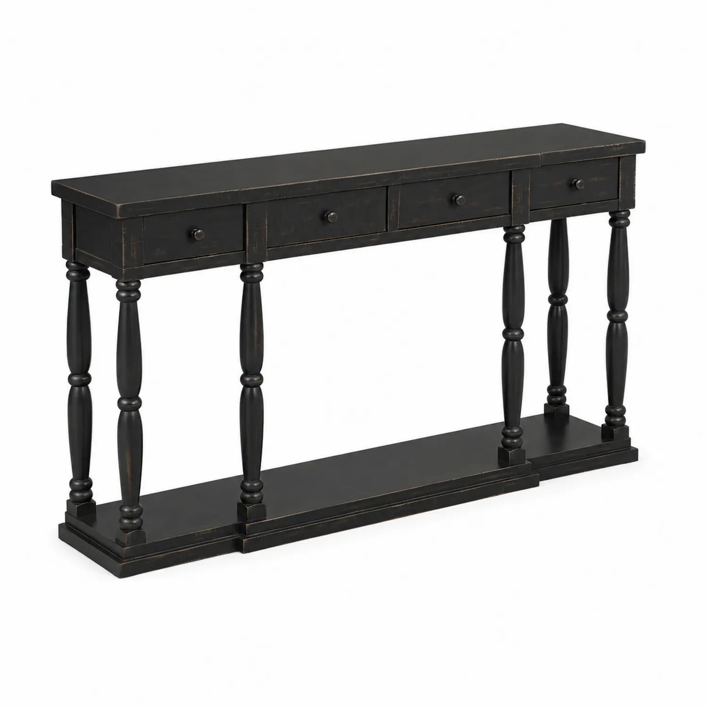 Console en bois avec tiroirs noirs 120x25x75 cm