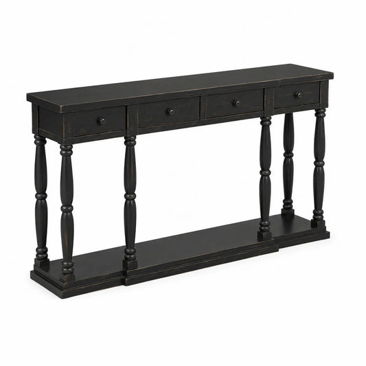 Console en bois avec tiroirs noirs 120x25x75 cm