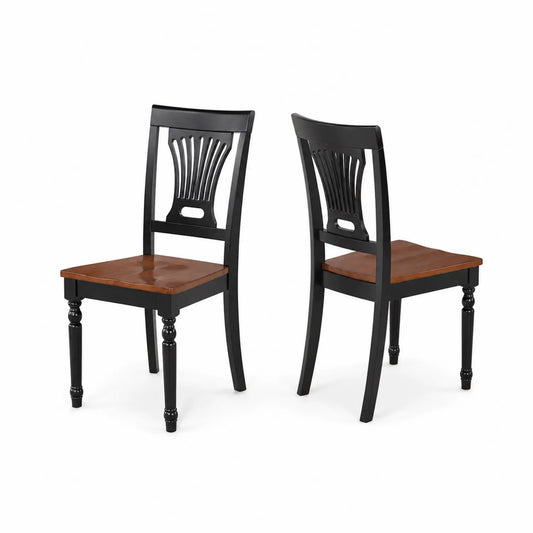 Lot de 2 chaises en bois assise chêne dossier noir
