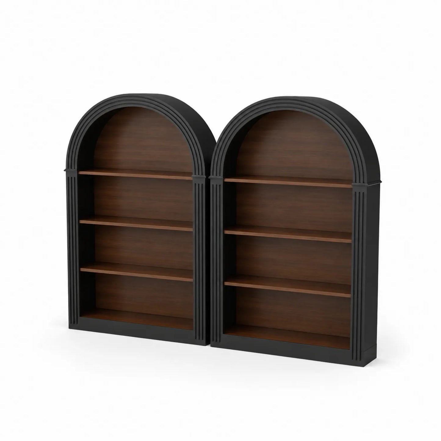 Étagères en bois et MDF noires et brun foncé