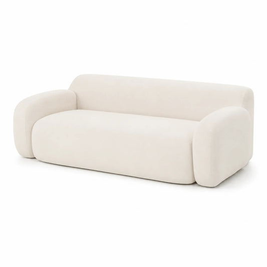 Canapé 3 places en tissu polyester couleur ivoire