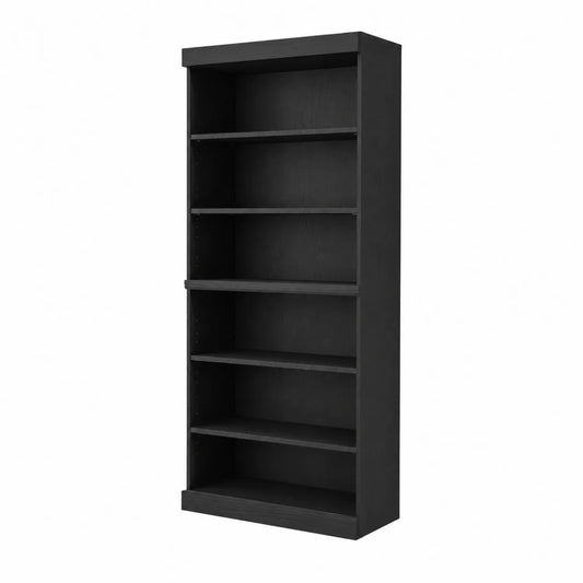 Étagère en Bois Noir avec 6 Tablettes Réglables